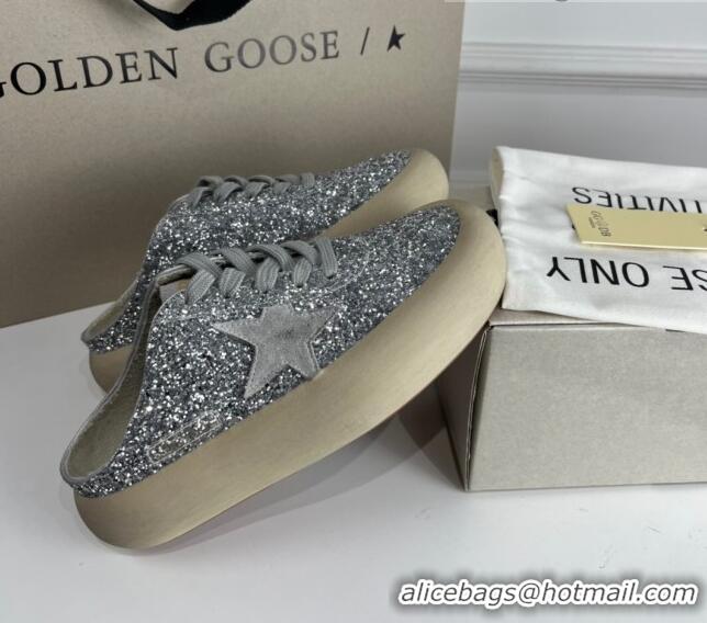 Discount Golden Goose GGDB Space-Star Sabot Sneakers in Silver Glitter 030402