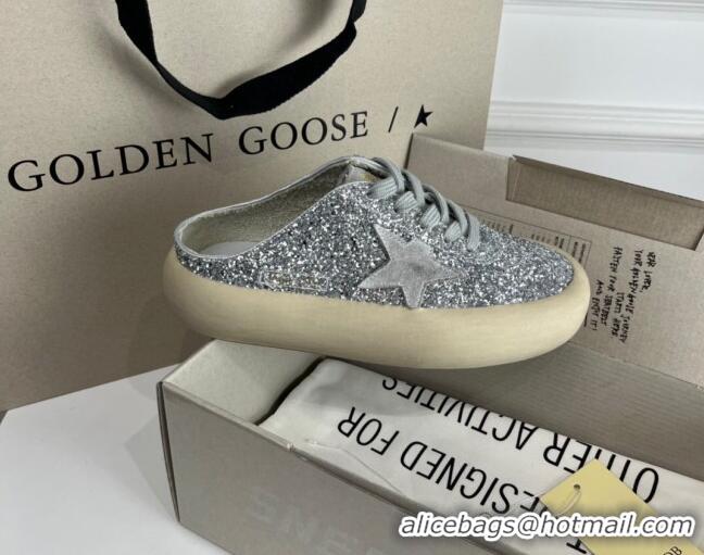 Discount Golden Goose GGDB Space-Star Sabot Sneakers in Silver Glitter 030402