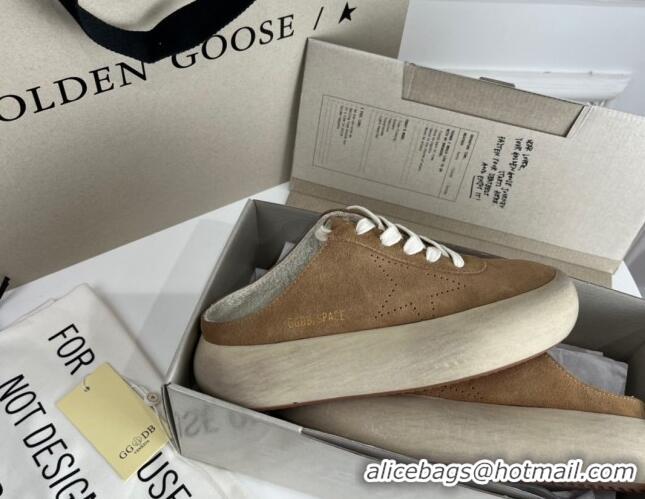 Low Price Golden Goose GGDB Space-Star Sabot Sneakers in Tobacco-Colored Suede 030406