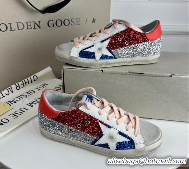 Classic Golden Goose GGDB Super-Star Sneakers in Multicolor Glitter with Star 030407