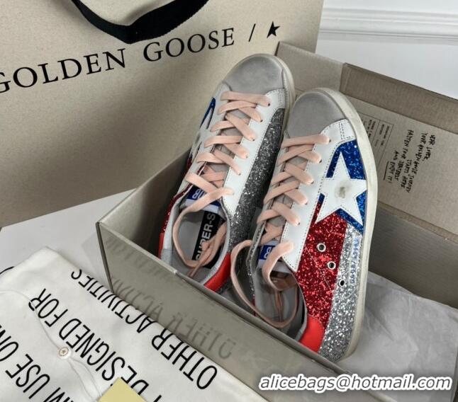 Classic Golden Goose GGDB Super-Star Sneakers in Multicolor Glitter with Star 030407