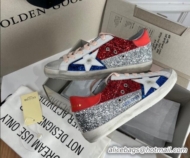 Classic Golden Goose GGDB Super-Star Sneakers in Multicolor Glitter with Star 030407