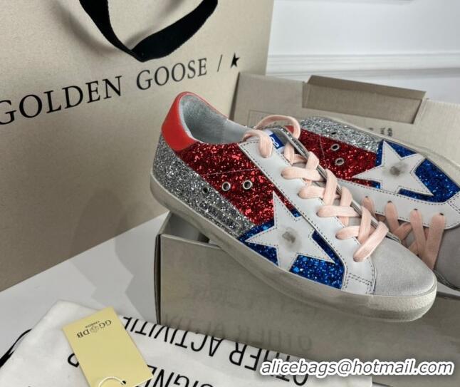 Classic Golden Goose GGDB Super-Star Sneakers in Multicolor Glitter with Star 030407