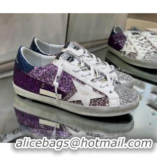 Cheapest Golden Goose GGDB Super-Star Sneakers in Multicolor Glitter with Star 030408