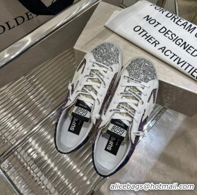 Cheapest Golden Goose GGDB Super-Star Sneakers in Multicolor Glitter with Star 030408