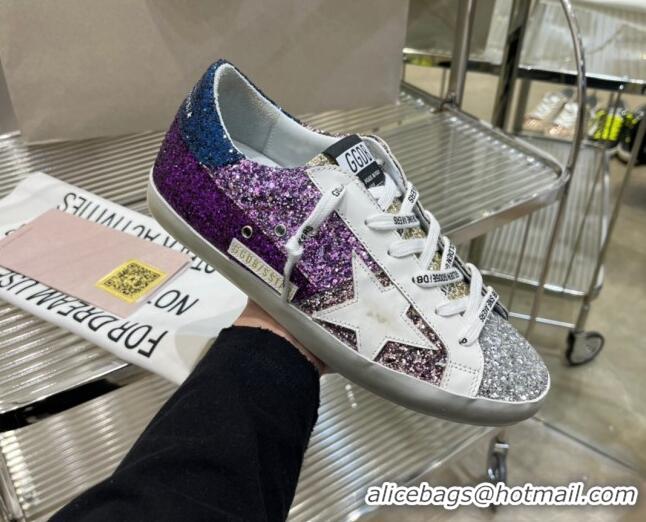 Cheapest Golden Goose GGDB Super-Star Sneakers in Multicolor Glitter with Star 030408