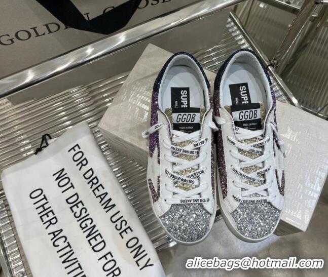 Cheapest Golden Goose GGDB Super-Star Sneakers in Multicolor Glitter with Star 030408