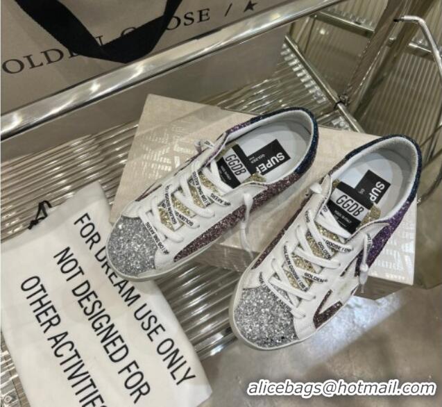 Cheapest Golden Goose GGDB Super-Star Sneakers in Multicolor Glitter with Star 030408