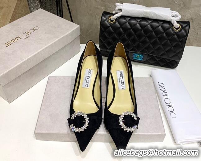 Top Quality Jimmy Choo Love Buckle Suede Pumps 6.5cm 021959 Black