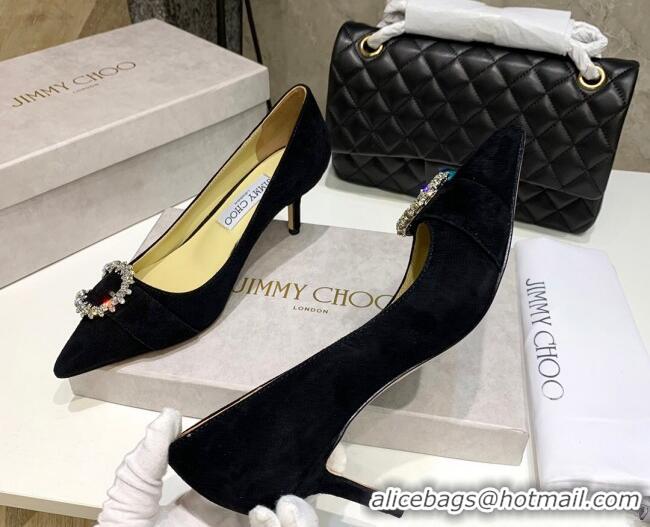 Top Quality Jimmy Choo Love Buckle Suede Pumps 6.5cm 021959 Black