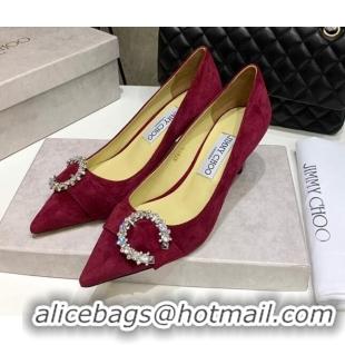 Duplicate Jimmy Choo Love Buckle Suede Pumps 6.5cm 021959 Burgundy