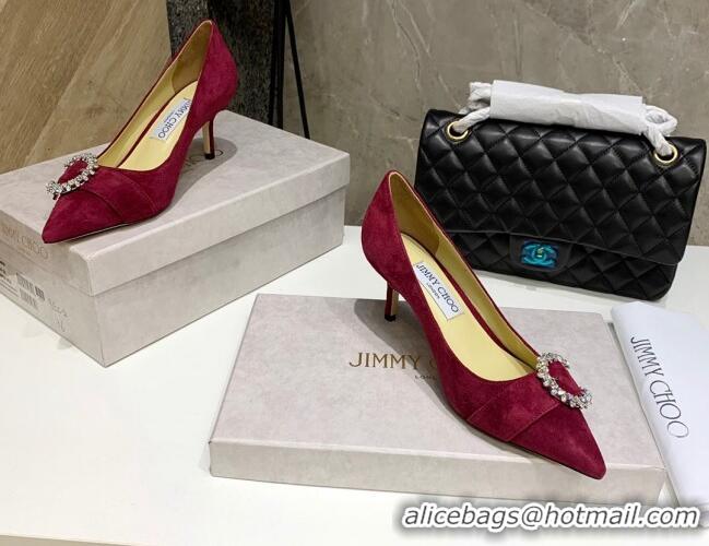 Duplicate Jimmy Choo Love Buckle Suede Pumps 6.5cm 021959 Burgundy