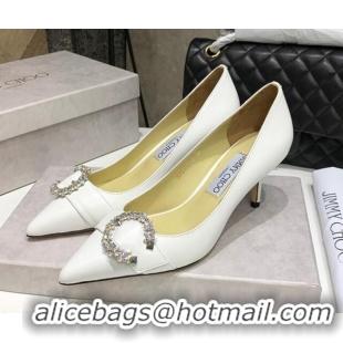 Duplicate Jimmy Choo Love Buckle Leather Pumps 6.5cm 021961 White