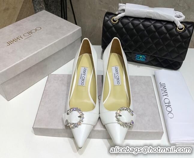 Duplicate Jimmy Choo Love Buckle Leather Pumps 6.5cm 021961 White