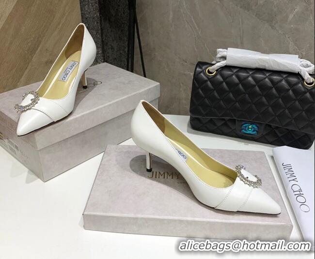 Duplicate Jimmy Choo Love Buckle Leather Pumps 6.5cm 021961 White