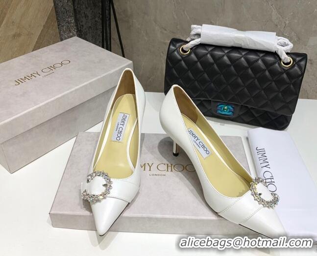 Duplicate Jimmy Choo Love Buckle Leather Pumps 6.5cm 021961 White