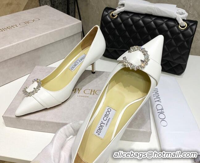 Duplicate Jimmy Choo Love Buckle Leather Pumps 6.5cm 021961 White