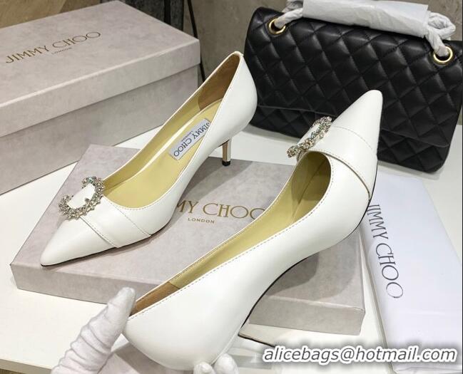 Duplicate Jimmy Choo Love Buckle Leather Pumps 6.5cm 021961 White