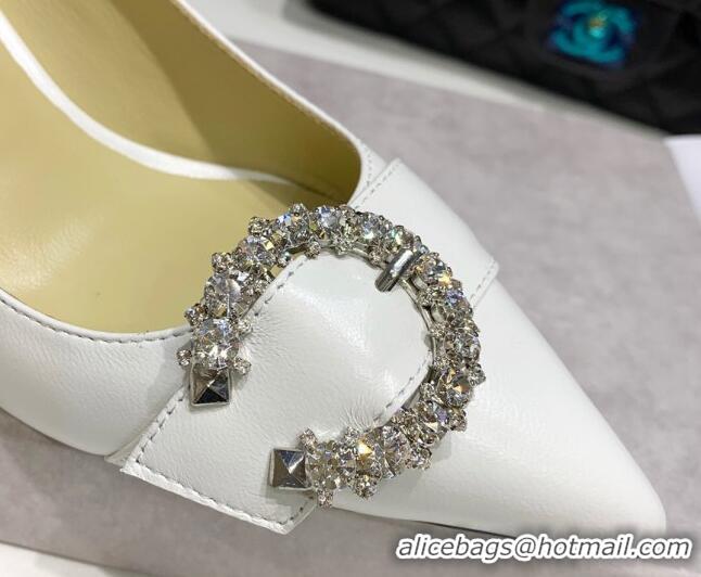 Duplicate Jimmy Choo Love Buckle Leather Pumps 6.5cm 021961 White