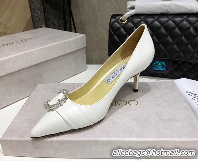 Duplicate Jimmy Choo Love Buckle Leather Pumps 6.5cm 021961 White