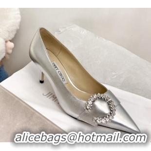 Inexpensieve Jimmy Choo Love Buckle Leather Pumps 6.5/8.5cm Silver 021963