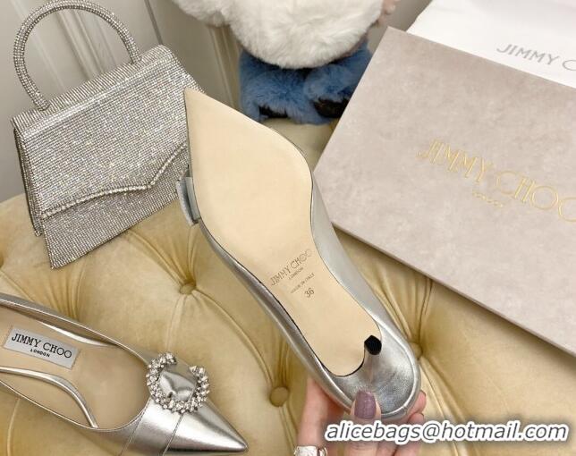 Inexpensieve Jimmy Choo Love Buckle Leather Pumps 6.5/8.5cm Silver 021963