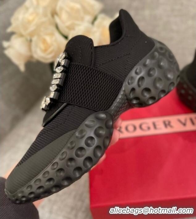 Charming Roger Vivier Crystal Buckle Sneakers 022101 Black