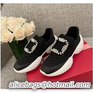 Perfect Roger Vivier Crystal Buckle Sneakers 022102 Black