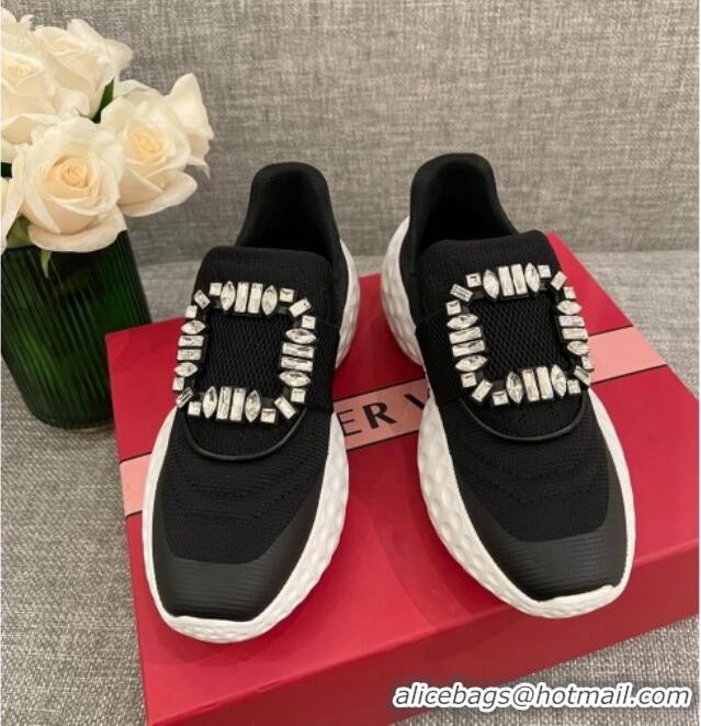 Perfect Roger Vivier Crystal Buckle Sneakers 022102 Black