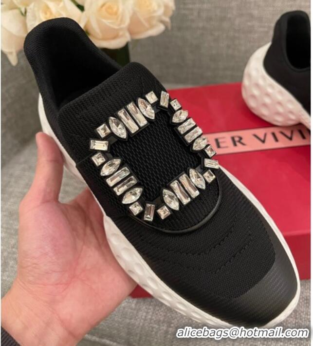 Perfect Roger Vivier Crystal Buckle Sneakers 022102 Black