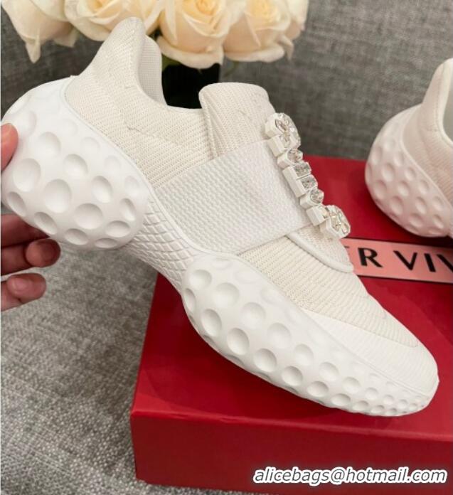 Good Quality Roger Vivier Crystal Buckle Sneakers 022102 White