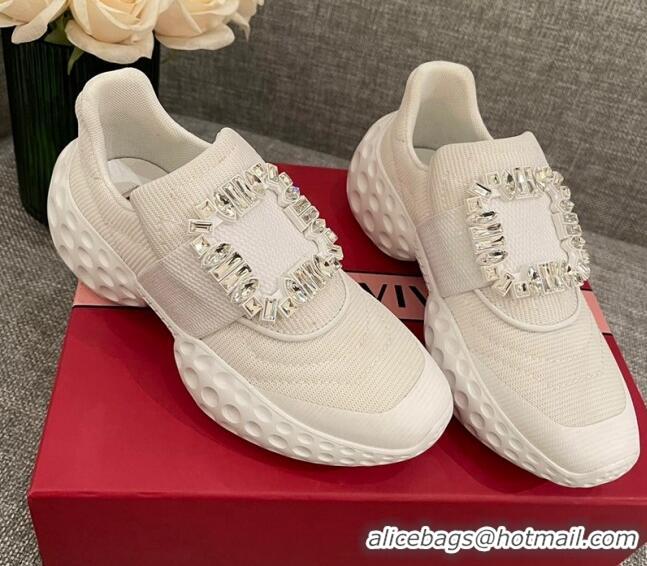 Good Quality Roger Vivier Crystal Buckle Sneakers 022102 White