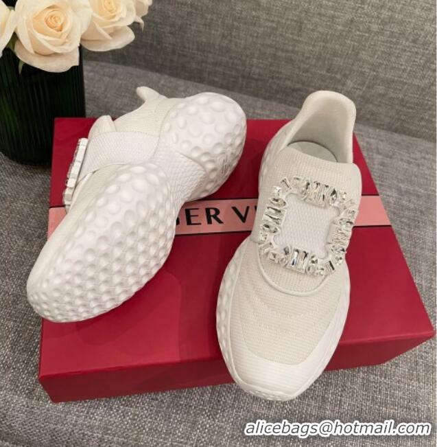 Good Quality Roger Vivier Crystal Buckle Sneakers 022102 White