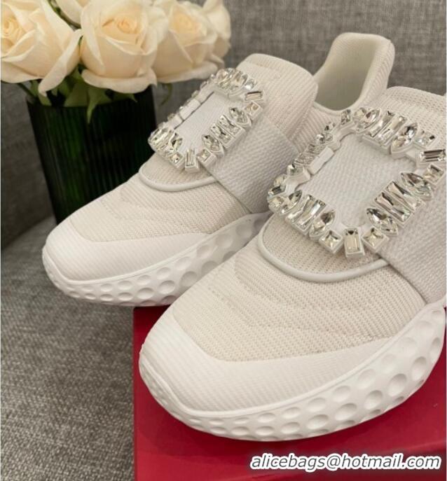 Good Quality Roger Vivier Crystal Buckle Sneakers 022102 White