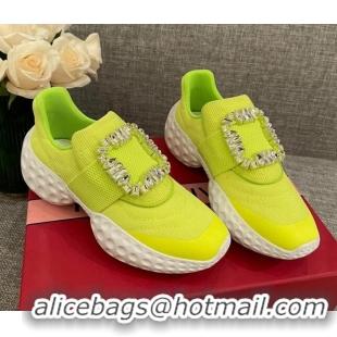 Sumptuous Roger Vivier Crystal Buckle Sneakers 022103 Kiwi Green