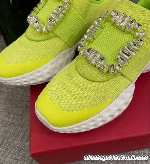 Sumptuous Roger Vivier Crystal Buckle Sneakers 022103 Kiwi Green