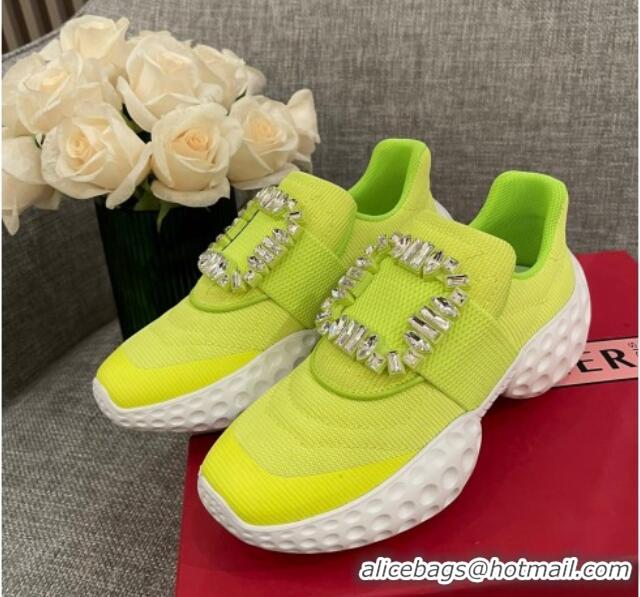 Sumptuous Roger Vivier Crystal Buckle Sneakers 022103 Kiwi Green