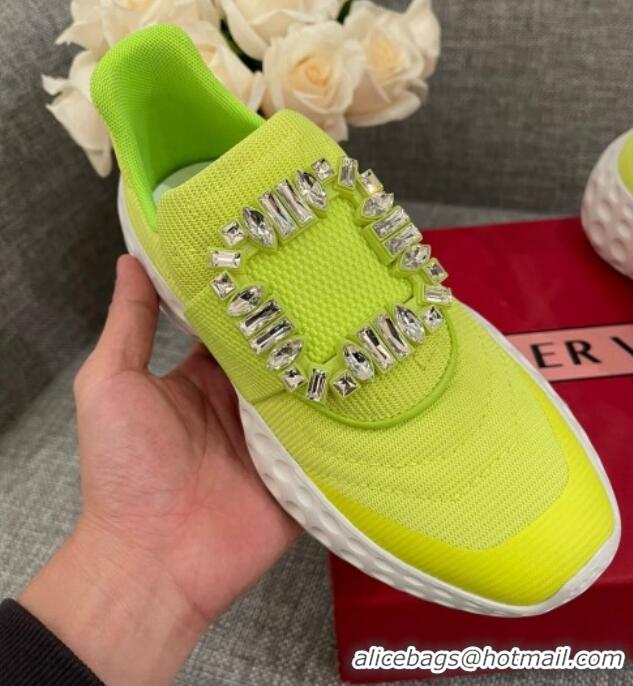 Sumptuous Roger Vivier Crystal Buckle Sneakers 022103 Kiwi Green