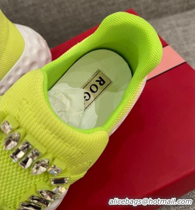 Sumptuous Roger Vivier Crystal Buckle Sneakers 022103 Kiwi Green