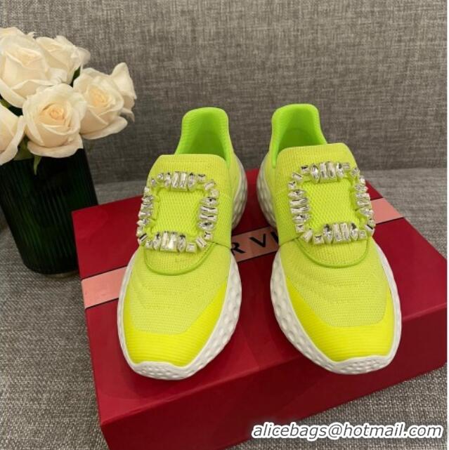 Sumptuous Roger Vivier Crystal Buckle Sneakers 022103 Kiwi Green