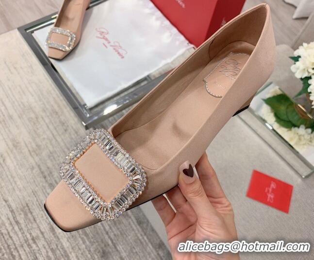 Best Price Roger Vivier Satin Crystal Buckle Pumps 4.5cm Beige 022108