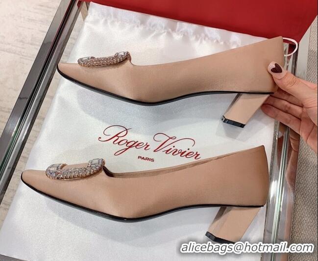 Best Price Roger Vivier Satin Crystal Buckle Pumps 4.5cm Beige 022108