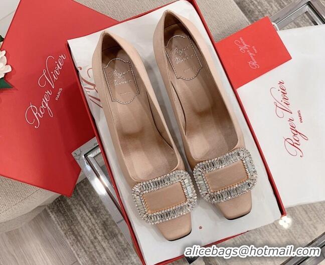 Best Price Roger Vivier Satin Crystal Buckle Pumps 4.5cm Beige 022108