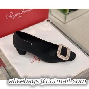 Unique Style Roger Vivier Satin Crystal Buckle Pumps 4.5cm Black 022110