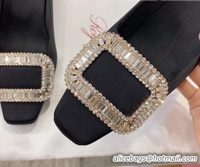 Unique Style Roger Vivier Satin Crystal Buckle Pumps 4.5cm Black 022110