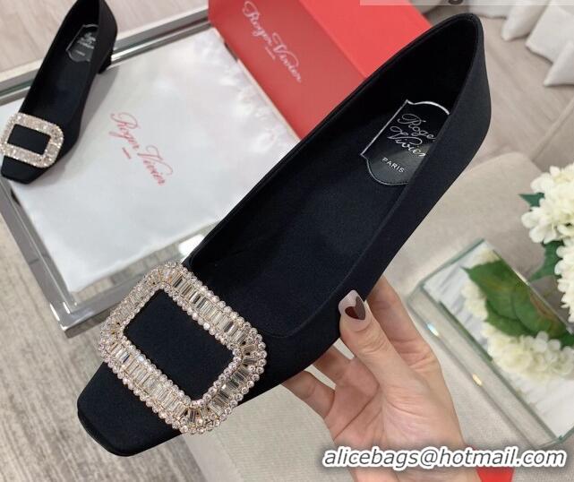 Unique Style Roger Vivier Satin Crystal Buckle Pumps 4.5cm Black 022110