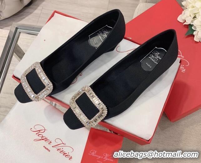 Unique Style Roger Vivier Satin Crystal Buckle Pumps 4.5cm Black 022110