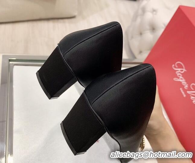 Unique Style Roger Vivier Satin Crystal Buckle Pumps 4.5cm Black 022110