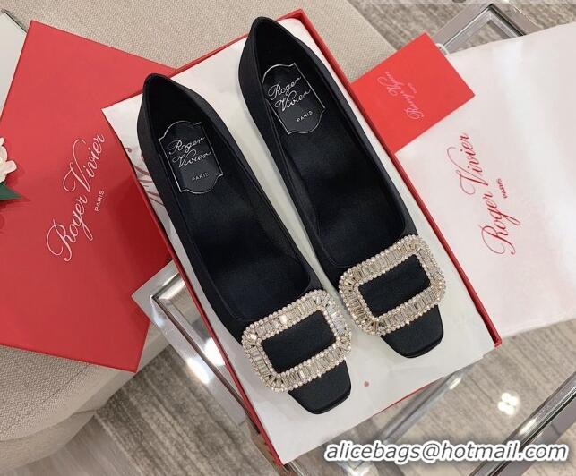 Unique Style Roger Vivier Satin Crystal Buckle Pumps 4.5cm Black 022110