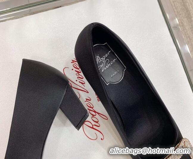 Unique Style Roger Vivier Satin Crystal Buckle Pumps 4.5cm Black 022110